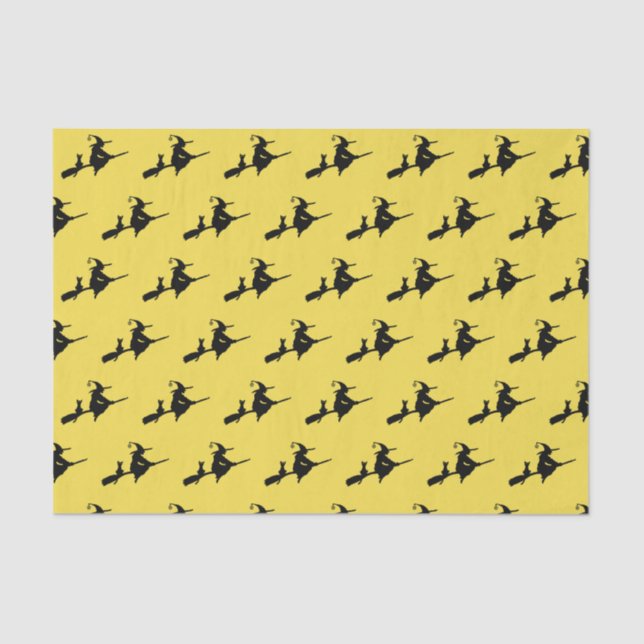 Papier Mousseline Sorcière sur un balai (Recto)