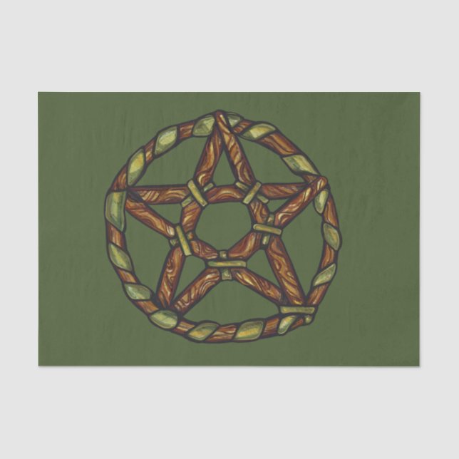 Papier Mousseline Sorcière verte païenne pentacle nature Wicca (Recto)