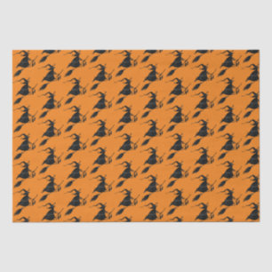 Papier Mousseline Sorcière volante gothique noire éffrayante Hallowe