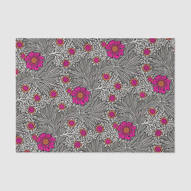 Papier Mousseline Souci de William Morris, gris/gris, et blanc (Recto)