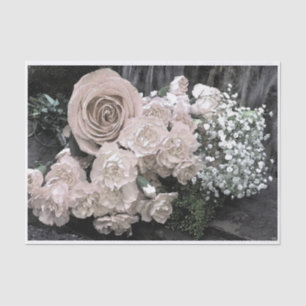 Papier Mousseline Souffle vintage de bébé d'oeillets de roses blancs