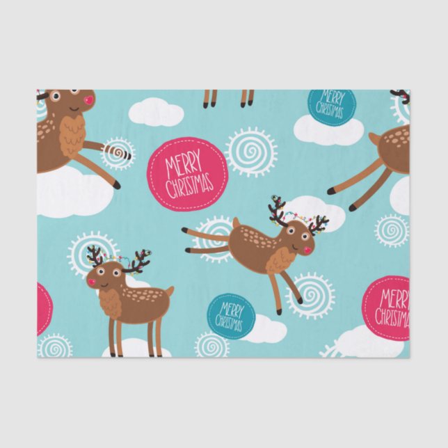 Papier Mousseline Souhait de renne de vol tout un Joyeux Noël (Recto)