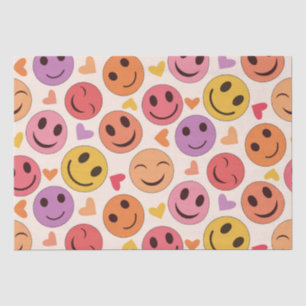 Papier Mousseline Souriant coloré Des visages heureux avec des coeur