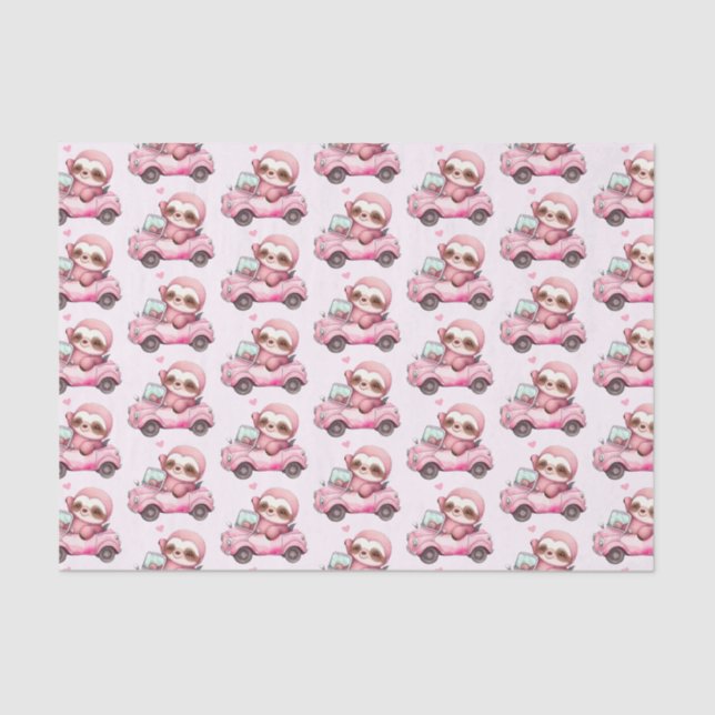 Papier Mousseline Sourire rose Sloth dans un Motif convertible (Recto)
