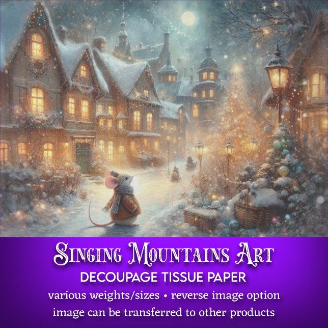 Papier Mousseline Souris de Noël Rustique Village Découpage (Créateur téléchargé)