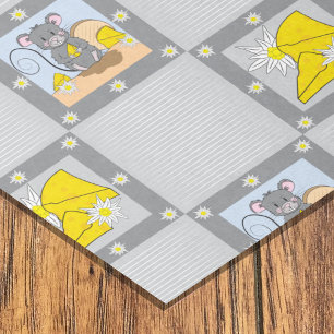 Papier Mousseline Souris et fromage gris et jaune Baby shower