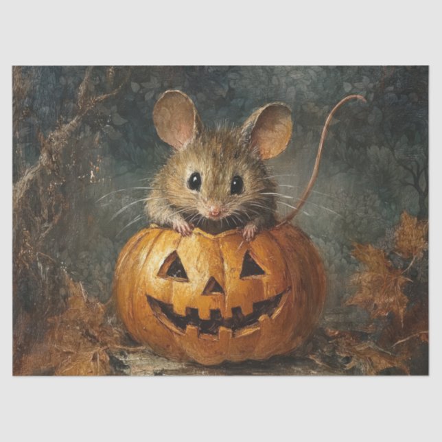Papier Mousseline Souris Halloween mignonne avec Citrouille pour Déc (Recto)
