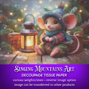 Papier Mousseline Souris magique d'hiver et lanterne de Noël découpa