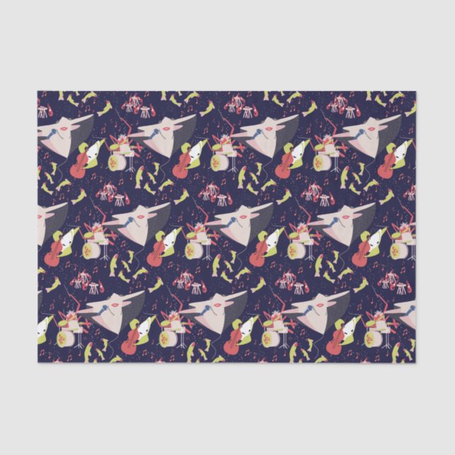 Papier Mousseline Sous la mer Marine Animals Chanson de musique (Recto)