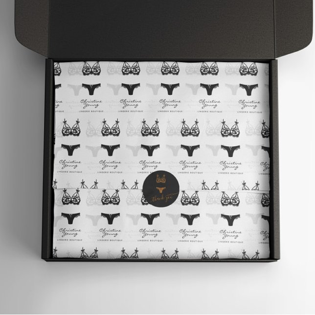 Papier Mousseline Sous-vêtements noirs Lingerie Boutique Logo (Créateur téléchargé)