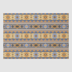 Papier Mousseline Southwest Design Gold Blue Grey Tribal Motif