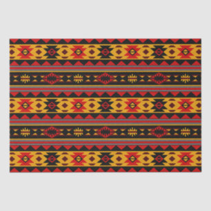 Papier Mousseline Southwest Design Red Black Gold Tribal Motif