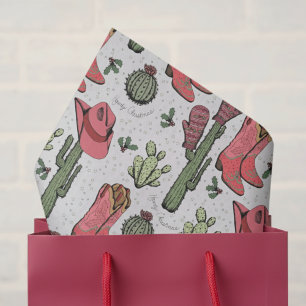 Papier Mousseline Southwest Green Christmas Cowgirl Howdy Noël