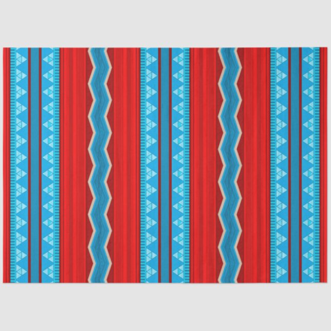 Papier Mousseline Southwest River Canyon Geometric Red Turquoise (Recto)