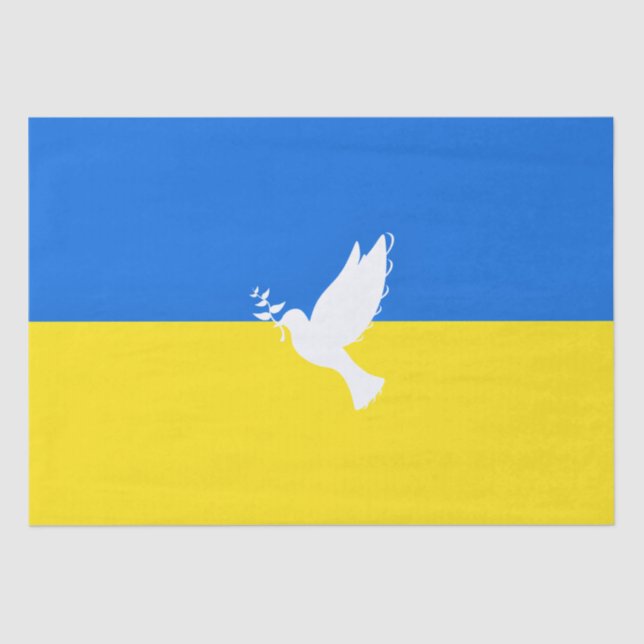 Papier Mousseline Soutien Ukraine Tissue Paper Peace Dove Drapeau (Recto)