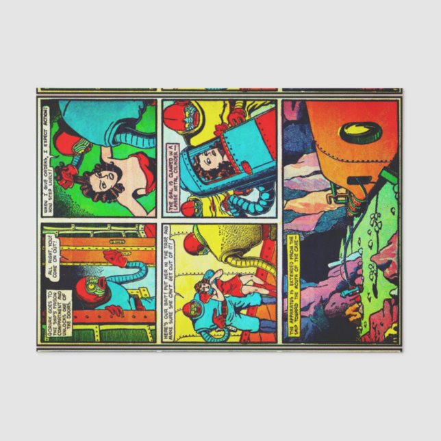 Papier Mousseline SpaceHawk, Martians et une bande dessinée Damsel (Recto)