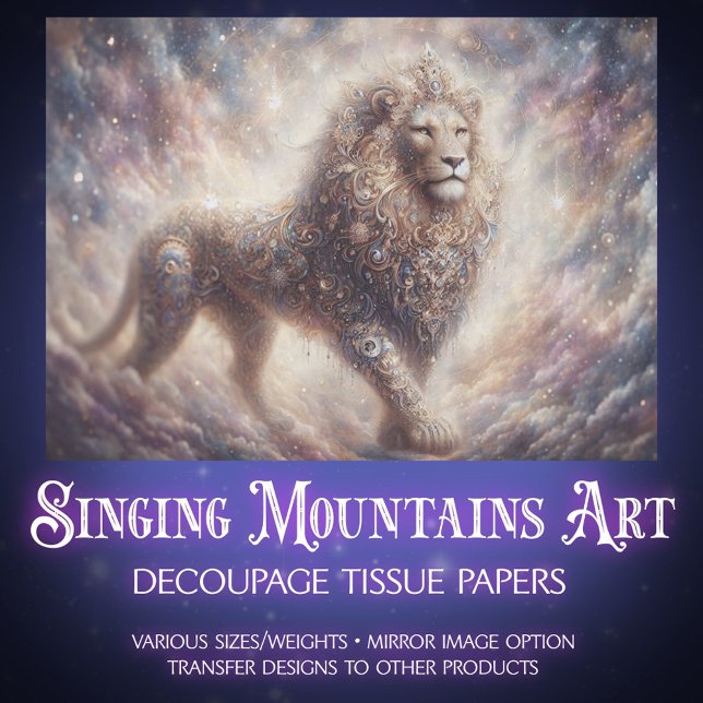 Papier Mousseline Sparkling Celestial Lion Spirit Decoupage (Créateur téléchargé)
