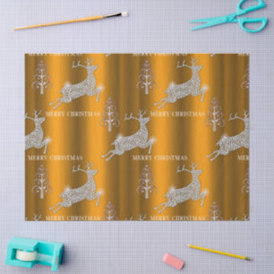 Papier Mousseline Sparkling Diamonds Reindeder sur Gold Christmas