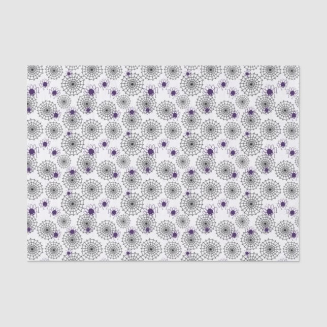 Papier Mousseline Spiderweb & araignées violettes Halloween Motif bl (Recto)