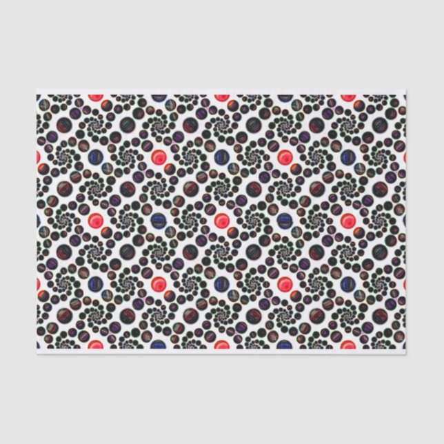 Papier Mousseline Spirale Abstraite foncée avec Cerises Motif (Recto)