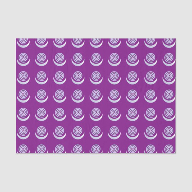 Papier Mousseline Spirale argentée de lune sur le pourpre (Recto)