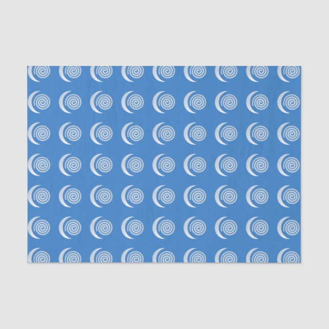 Papier Mousseline Spirale de lune d'argent sur bleu profond (Recto)
