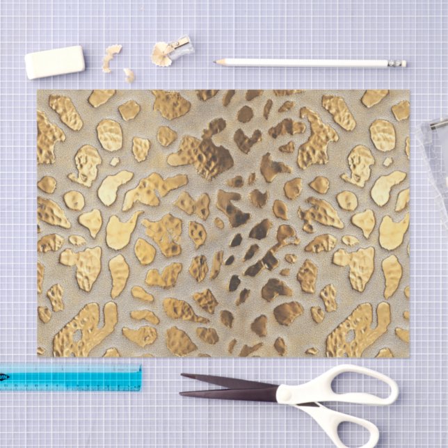 Papier Mousseline Spots métalliques Leopard Or (Artisanat)