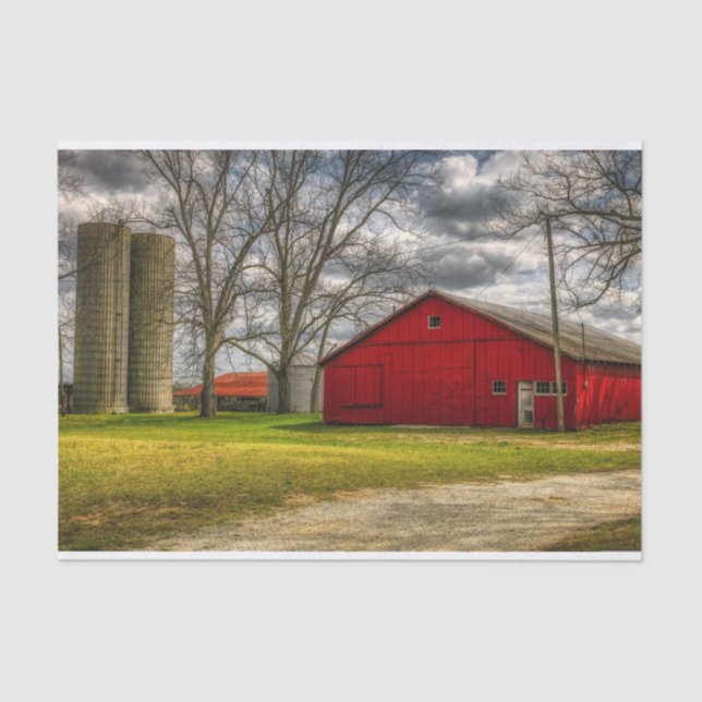 Papier Mousseline Sprawawawling Georgia Red Barns et Silos (Recto)