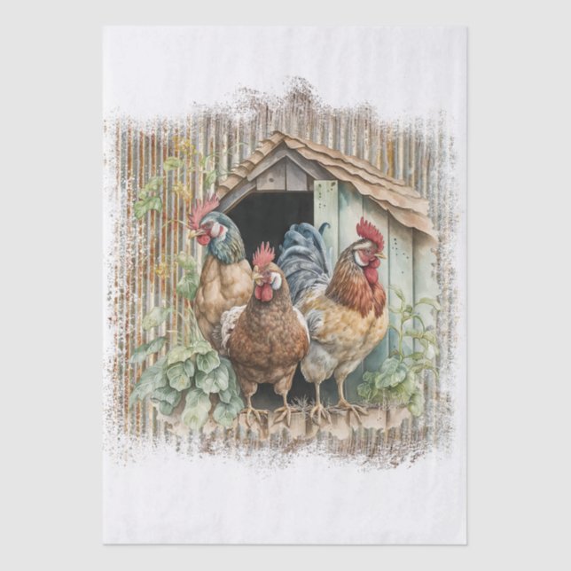 Papier Mousseline Spring Farm Chickens (Recto)