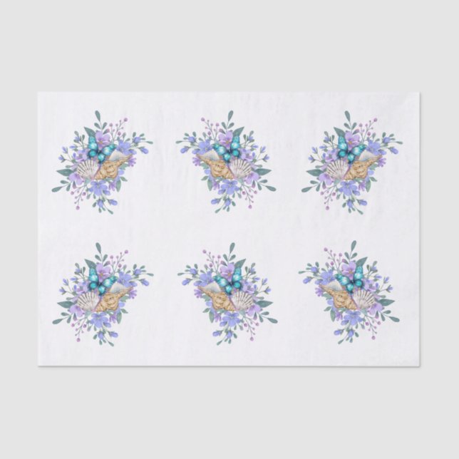 Papier Mousseline Spring Flowers, Butterflies & Sea Shells Decoupage (Recto)