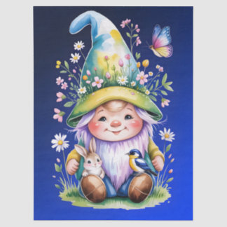 Papier Mousseline Spring Gnome with Bunny and Bluebird