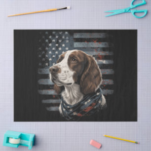 Papier Mousseline Springer Spaniel Chien Drapeau Américain