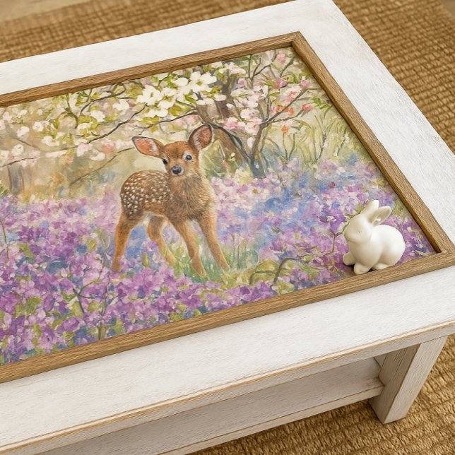 Papier Mousseline Springtime Purple Phlox and Fawn  (Decoupage fawn and purple phlox table top.  Perfect for spring home decor )