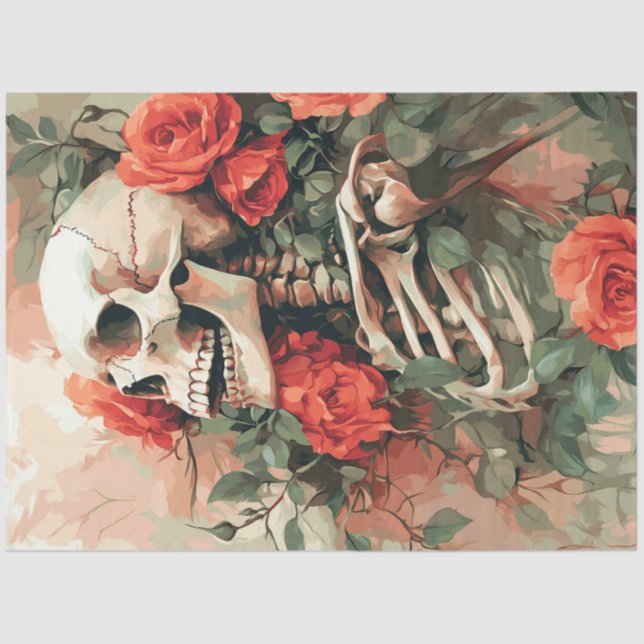 Papier Mousseline Squelette de découpage dans les fleurs de pêche (Recto)