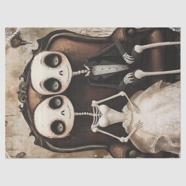 Papier Mousseline Squelette gothique Mariage Halloween Découp (Recto)