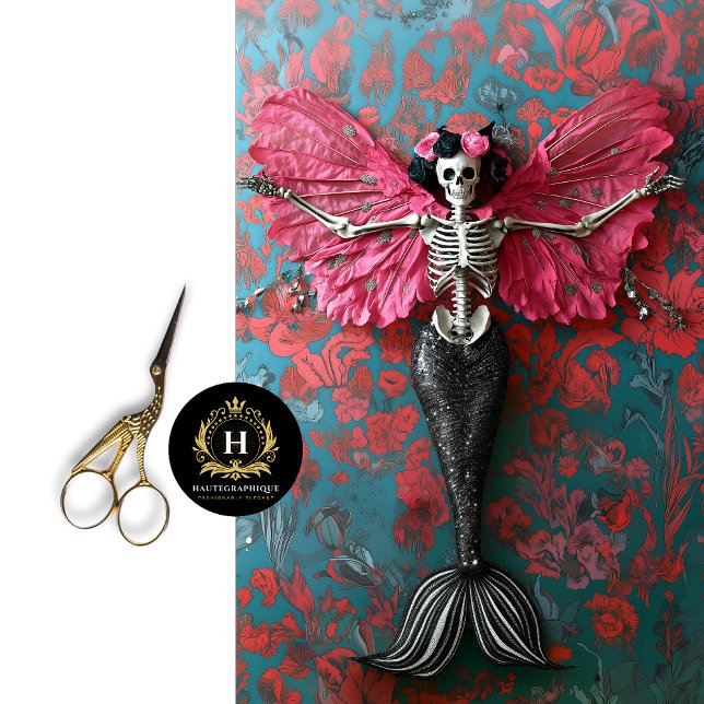 Papier Mousseline Squelette gothique Sirène Skull Decoupage (Créateur téléchargé)