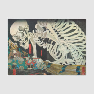 Papier Mousseline Squelette manipulé par Witch, Kuniyoshi