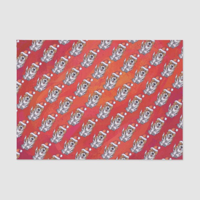 Papier Mousseline St Bernard en Motif Casquette sur rouge (Recto)