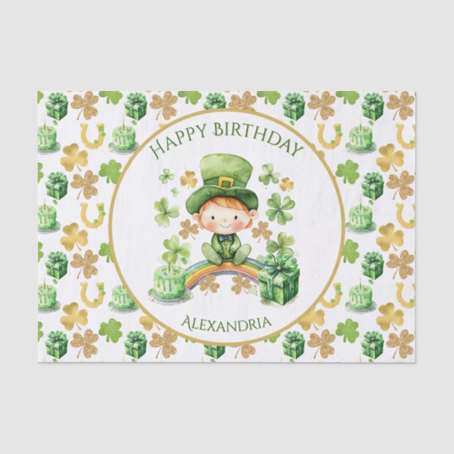 Papier Mousseline St patrick Lucky One Premier Anniversaire (Recto)
