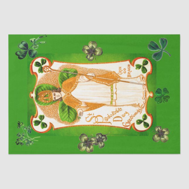PAPIER MOUSSELINE ST.PATRICK'S DAY GREEN SHAMROCKS AND TRINITY (Recto)
