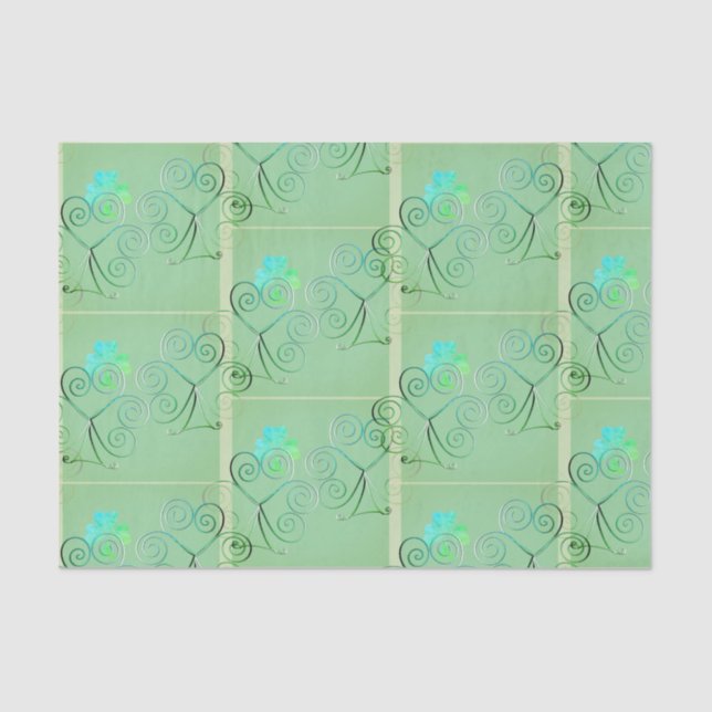 Papier Mousseline  St Patrick's Day Shamrock Misty Green (Recto)