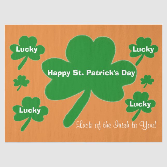 Papier Mousseline St. Patrick's Day Shamrock orange blanc vert (Recto)