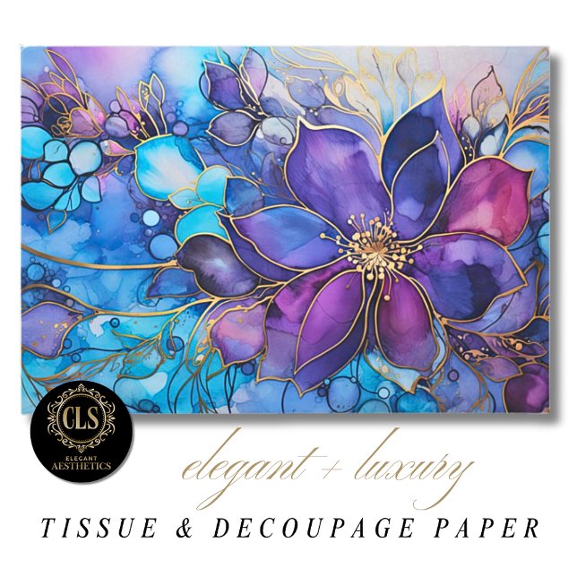 Papier Mousseline Stained Glass Purple Blue Florals Luxe Aesthetics  (Créateur téléchargé)