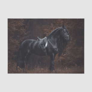Papier Mousseline Stallion friésien Dressage