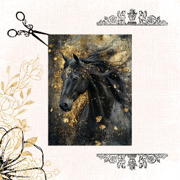 Papier Mousseline Stallion noir de la Majesté d'or du découpage