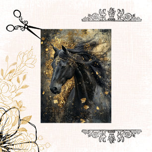 Papier Mousseline Stallion noir de la Majesté d'or du découpage