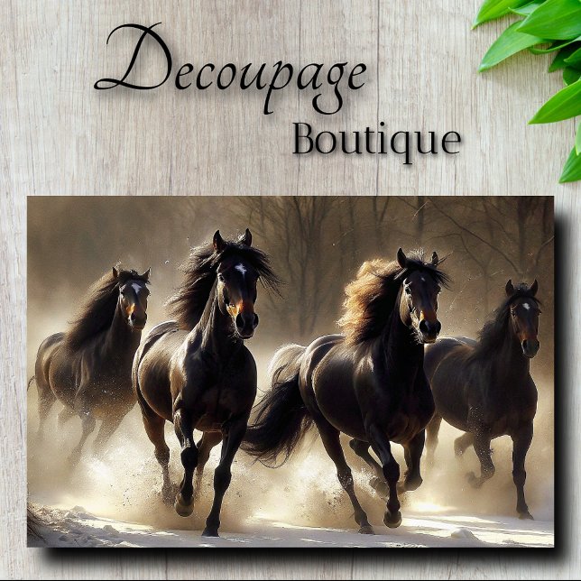 Papier Mousseline Stallions Noirs Puissants En Découpage De Neige (Créateur téléchargé)