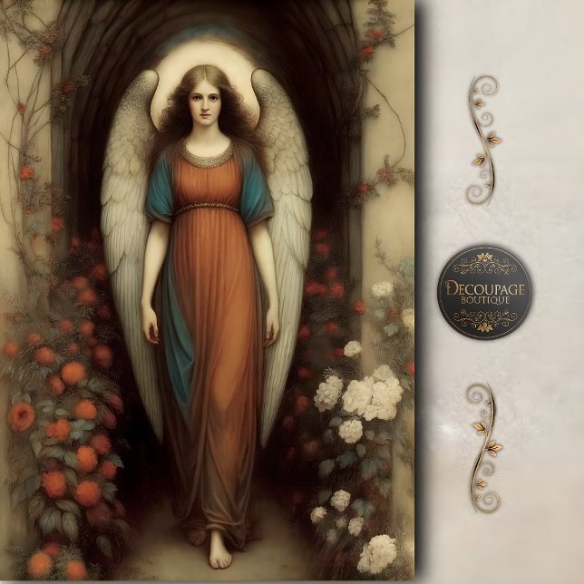 Papier Mousseline Standing Archway Angel Floral Garden Decoupage (Standing Archway Angel Floral Garden Decoupage Tissue Paper)