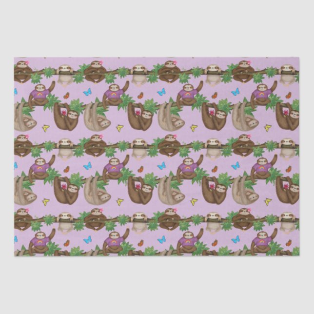 Papier Mousseline Stanley Sloth & amis papier de tissu pourpre (Recto)