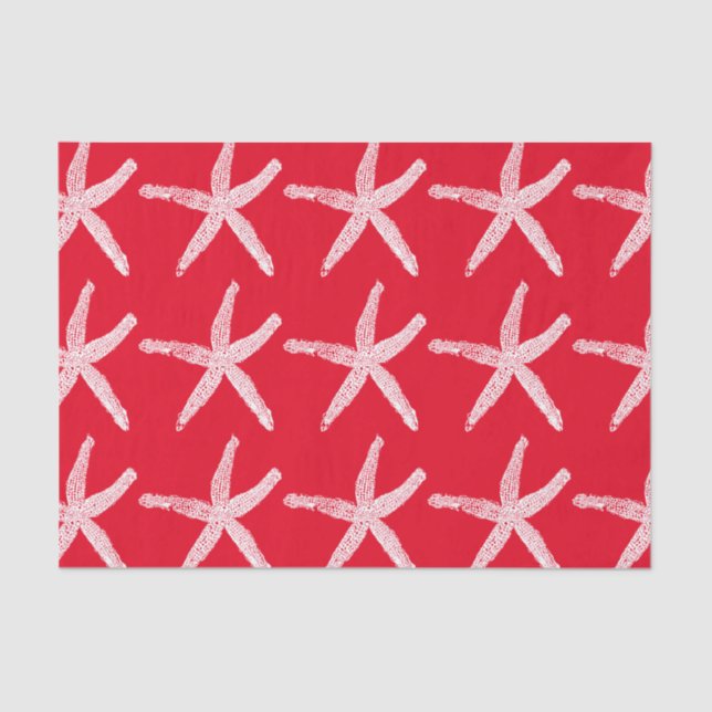 Papier Mousseline Starfish Motif Beach Christmas Red White 2020 (Recto)